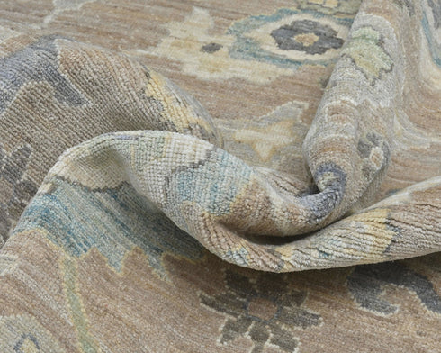 10x14 Brown Oushak Turkish Hand Knotted Soft Wool Area Rug